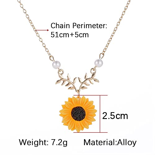 Deqiyiji Sunflower Gifts For Women Teen Girls Pearl Sunshine Flower Pendant Necklace Jewelry Aesthetic Cute Dainty Preppy Stuff Silver #TOP1