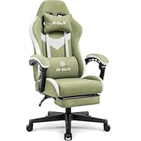 N-GEN GAMING Video Gaming Chair with Footrest Lumbar Support for Home Office High Back Recliner Height Adjustable Ergonomic Comfy Leather Computer Desk Chair