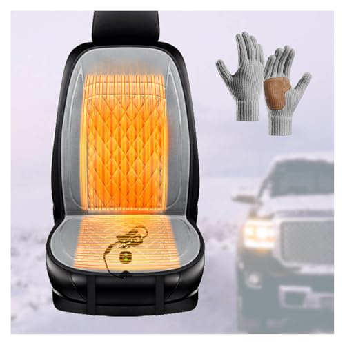 車用 シートヒーター 12V/24V シガーソケット,3つの温度設定,10S 急速暖房一定温度, カーシートヒーター で快適な暖かさを提供、手袋 防寒付属 カー シートカバー 丸洗い可 幅広い車種に対応,グレー-運転席