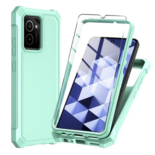 Mocotto for HMD Vibe Phone Case with Tempered Glass Screen Protector Slim Soft Silicone Full-Body Protective Cover (HMD Vibe Green)