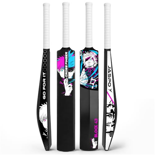 Image of Jaspo Fumes Premium Tennis Plastic Cricket Bat | Heavy Duty Full Size Bat (34 x 4.5 Inch) for All Age Groups | Anti-Slip Grip | Anime Design (800-850g)