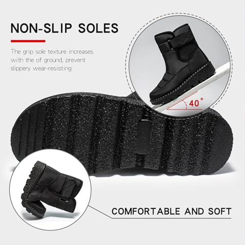 Women's Winter Warm Snow Boots with Fur Lined Thermal Mid-Calf Booties Waterproof Non-Slip Comfortable Outdoor Casual Slip On Booties4
