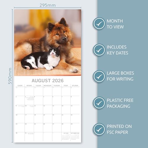 TGSC | Cats & Dogs 2026 Calendar 16 Month (Sept 2025-Dec 2026) Family Square Wall Calendar 2026 UK | Planner with Large Grid for Home or Office Organisation - Animals 2026/2025 Calendar UK - Image 2