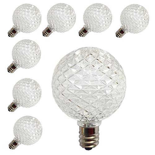 Pack of 25 G40 Globe LED Replacement Bulbs for Patio Outdoor String Lights , C7/E12 Candelabra Base Sockets , 0.5 Watt Warm White G40 Replacement Plastic Bulbs, Full Waterproof & Break Resistant