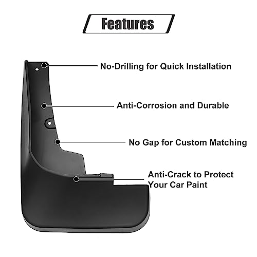 Image of ACROPIX Front and Rear Mud Flaps Splash Guards Fit for Toyota Highlander - Pack of 4 Black