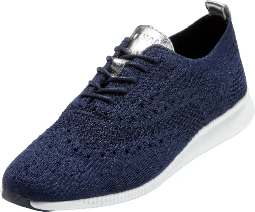 Cole Haan Women's 2.Zerogrand Stitchlite Oxford, Marine Blue Knit/Argento Metallic/Optic White, 11-B US