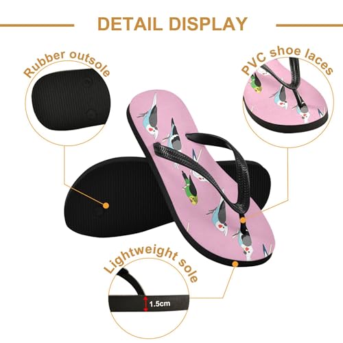 Burbuja Cockatoos Flip Flops for Women Men, Soft Thong Sandals Rubber Slippers for Pool Beach Essentials3