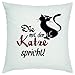 Crealuxe Poduszka z kotem mówi o poduszce ozdobnej, na sofę, z nadrukiem, poduszka bawełniana