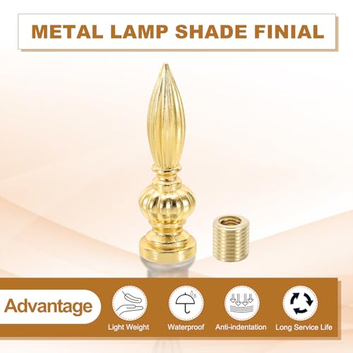 Image of PATIKIL 25x80mm Lamp Shade Finial, 2 Pcs Lamp Finials Caps Knob M10x1mm Threaded Alloy Solid Lamp Finial Decoration for Lamp Shade Table Floor Lamps, Gold Tone