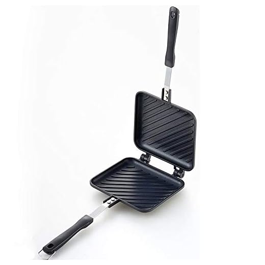 TAMUME Tostadora para Sándwiches de Superficie Estriada Plancha Sandwichera para Tartas Antiadherente con Mango Resistente