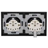 Busch-Jaeger future® linear Komplett-Set: 2x 20 EUC-885 SCHUKO® Steckdosen-Einsatz + 1722-885K Abdeckrahmen 2-fach, Future Linear schwarz matt 55x55 mm – Ansicht 4