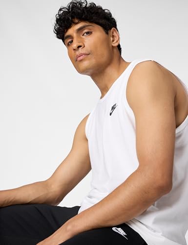 Nike M NSW Club - Tank Tank Top, Hombre, White/Black, 3XL