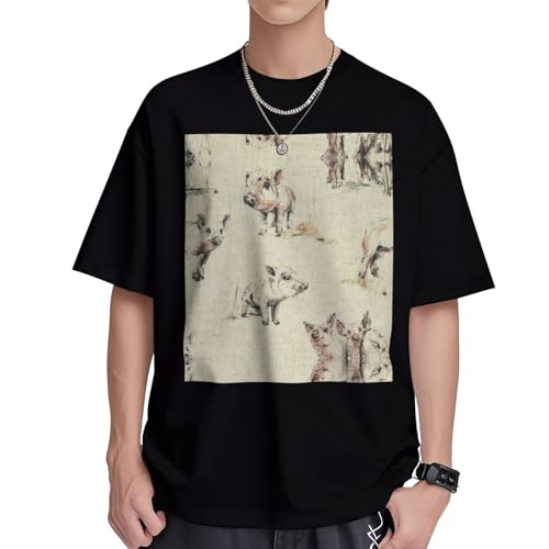 T-shirt en coton frais imprimé cochon pour les journées d'été