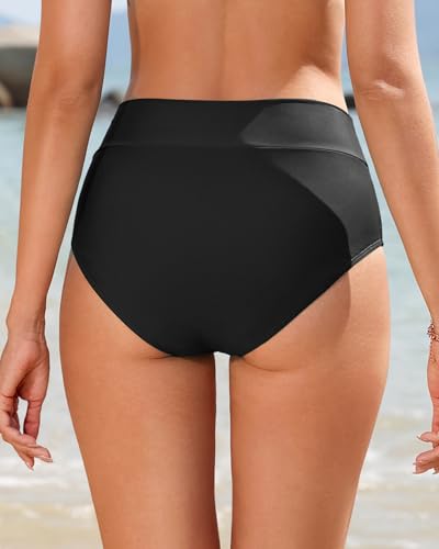 Women V Cut Full Coverage Bikini Bottom - High Waist Swim Bathing Suit Bottoms Cross V Front Swimsuit2