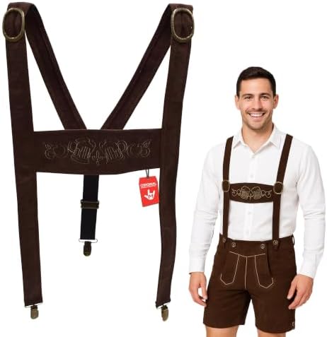 Nicky Bigs Novelties Morph Lederhosen Suspenders Mens German Oktoberfest Bavarian Alpine Costume Accessory