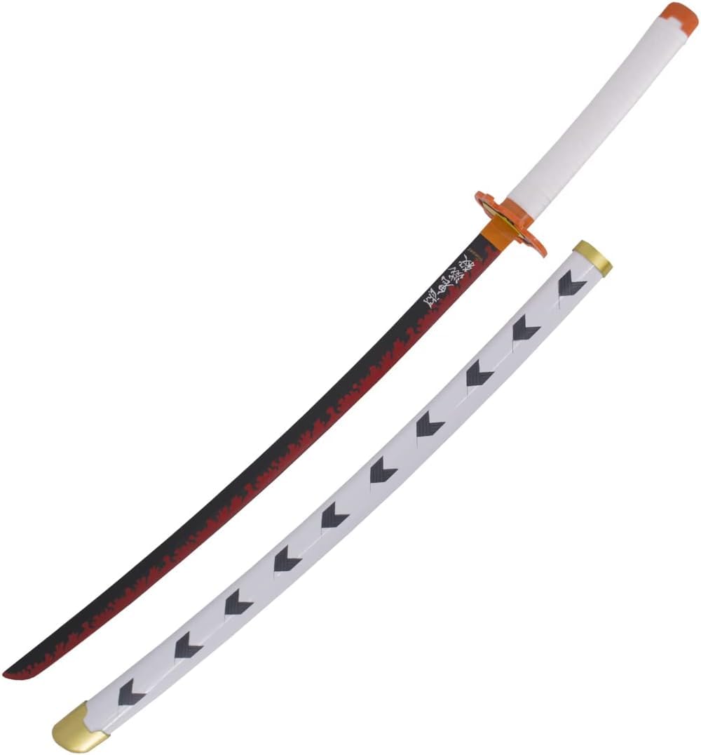 AMONT - Réplica de Katana Japonesa en Bambú - Modelo Rengoku Kyoujurou en Madera - Serie Anime - 105 Cm