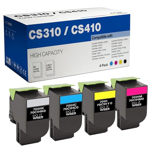 Do it Wiser CS310 CS410 701H Toner Cartridge Replacement for Lexmark 70C1HK0 70C1HC0 70C1HM0 70C1HY0 for Lexmark CS310 CS310dn CS310n CS410n CS410dn CS510 CS510de Printer, 4 Pack