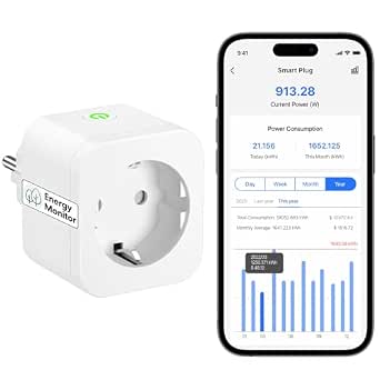 Meross 16A Enchufe Inteligente con Mide el Consumo, WiFi y Bluetooth