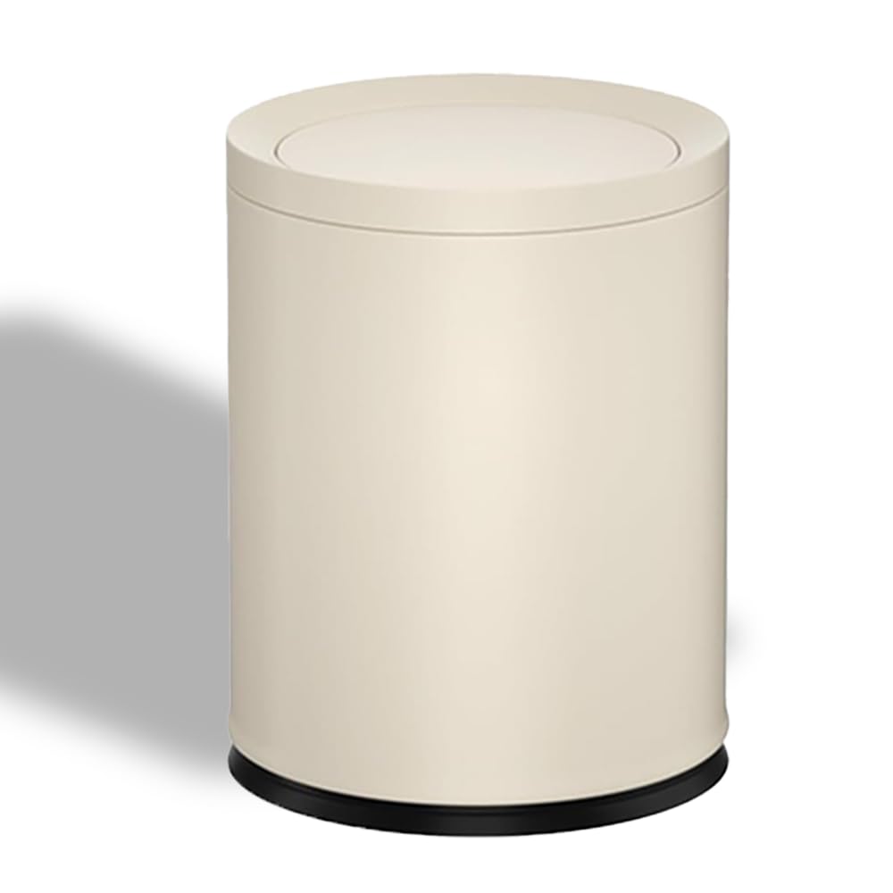 YOJIA 3.17 Gallon/12L Metal Trash Can with Swing Lid, Double Bucket Waste Basket,White,Modern,Elegant Garbage can,for Bathroom,Living Room,Kitchen,