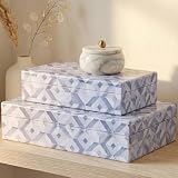ZICOTO Decorative Storage Boxes with Lids - Set of 2 Beautiful Organizer Bins for Your Bookshelf Home Decor - Safely Store Photos, Documents and Memory Box Keepsakes on Your Shelves in Style
