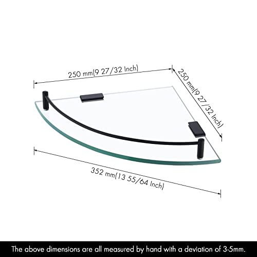 Kes Bathroom Glass Corner Shelf Tempered Glass Shelf With Rail Wall Mount Corner Shelf Sus 304 Stainless Steel Matte Black 2 Pack, Bgs2101A-Bk-P2 #TOP4