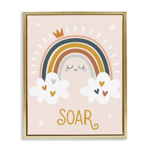 Smiling Rainbow Hearts Stars, 16 x 20 Inch Canvas in Floater Frame