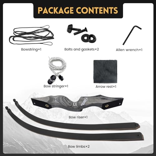 Obert Original Black Hunter Takedown Recurve Bow 60Inch With Bamboo Core Limbs Archery Hunting Target Practice thumb #1