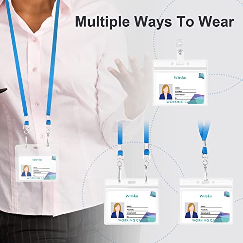 Wtryku Horizontal Id Badge Holder, Plastic Pvc Clear Resealable Waterproof Zipper Id Card Name Tag Holder（50 Packs） #TOP4