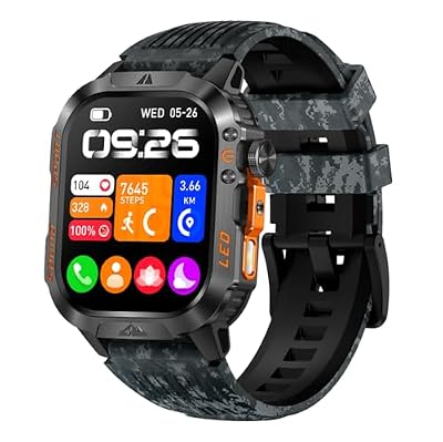 Smart Watch for Men, 1200mAh Battery with LED Flashlight, 2.01" HD Fitness Tracker, 100+ Sports Modes, IP68 Waterproof Smartwatch for Android iOS