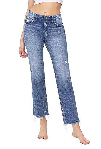 Flying Monkey, High Rise Straight Jeans, Medium Blue