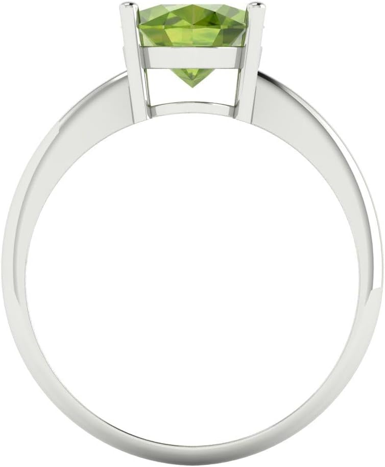Clara Pucci 2.5 cttw Oval Cut Solitaire Maximalist Cocktail Statement Ring for Women - 14K White Gold Plated .925 Sterling Silver (9.5x7.5mm Natural Peridot)