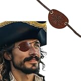 HKSICHENGKEJI Pirate Eye Patch Black Leather Eye Patch for Men Women Medical Eye Patch for Right or Left Eye Eye Cover Adjustable Eyepatch for Lazy Eye Cosplay Eyepatch Pirate Halloween Costume Prop