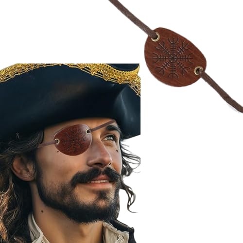 HKSICHENGKEJI Pirate Eye Patch Black Leather Eye Patch for Men Women Medical Eye Patch for Right or Left Eye Eye Cover Adjustable Eyepatch for Lazy Eye Cosplay Eyepatch Pirate Halloween Costume Prop