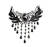 Meiysh Lolita Goth Black Lace Choker Velvet Necklace Victorian Cameo Beads Tassels