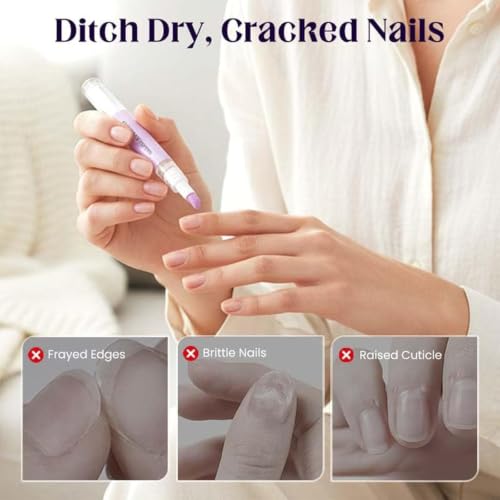 Image of 2-in-1 Cuticle Oil Pusher Pen, Ceramic Cuticle Pusher & Nail Oil Pen for Dry Damaged Nails, Gentle Cuticle Remover for Hangnails, Moisturizing Nail Care, Polish Prep & Nail Brightening