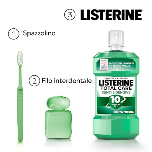 LISTERINE Total Care Denti e Gengive, Collutorio al gusto di Menta Fresca, Listerine Collutorio con 10 benefici in 1 per una protezione completa, Confezione da 4 x 750 ml – Esclusiva Amazon - Immagine 3