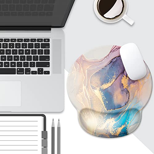 Abstract Marble Texture Mouse Pad With Wrist Rest Support,Cute Custom Gaming Made Non Slip Rubber Base Mousepad, Ergonomic Mouse Wrist Rest Pad Computer Laptop Mousepad … (Abstract Marble Texture) #TOP6