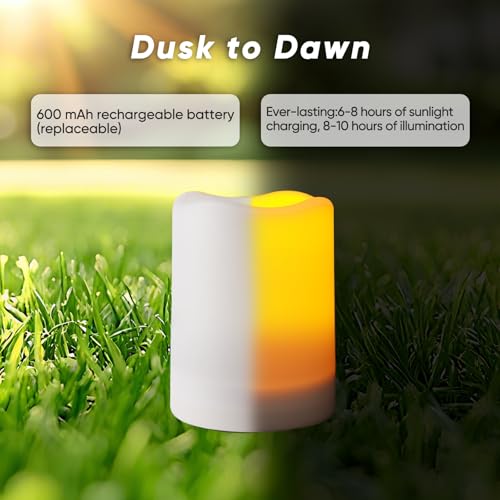 Image of Homemory Solar Candles Outdoor Waterproof, Sensor Only, Dusk to Dawn, 3 inchx4 inch