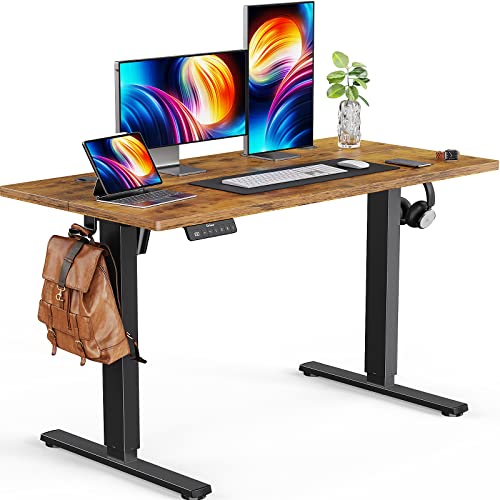 Ergear Electric Standing Desk Height Adjustable Sit Stand Up Desk 48 X 24 Inches Memory Computer Workstation Table With Splice Board For Home Office, Vintage Brown #TOP16