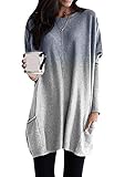 GRASWE Ladys Autumn Winter Casual Sweatshirts Loose Pockets Pullover Tops Grey S