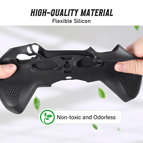 FAMOMI PS5 Controller Skin, Anti-Slip Soft Silicone Protective Cover Case for PlayStation 5 Controller Grip Accessories, 2 Pack with 8 x Thumb Grip Caps (Black&White) by FAMOMI - Image 6