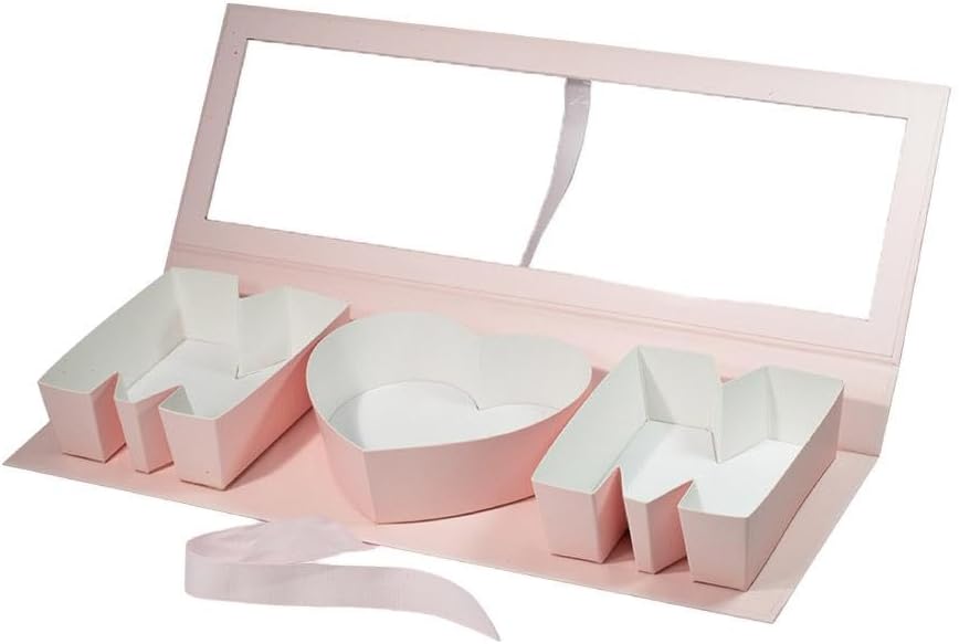 COCEQUC MOM Flower Gift Letter Shaped Fillable Box,2024 Creative Mother's Day Gift, Fillable MOM Letter Shaped Gift Boxes(Pink-Opening)
