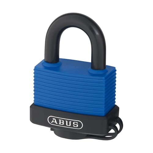 ABUS Cadenas Aqua Safe 70IB/45 en laiton - résistant aux intempéries - anse en acier inoxydable pour une protection supplémentaire contre la corrosion - enrobage plastique - niveau de sécurité ABUS 5