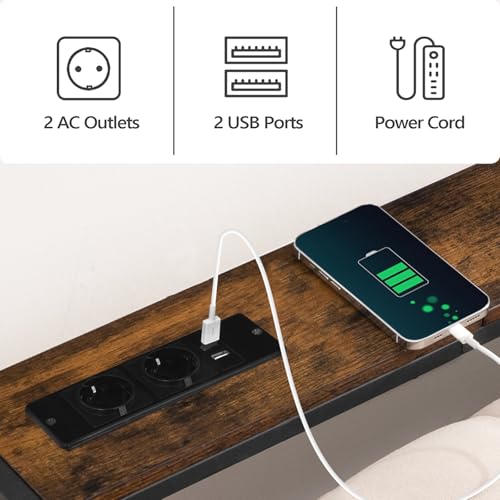 MAHANCRIS Mesa Auxiliar con Base de Carga, Mesita de Entrada, Juego de 2 Consolas para Entrada, Mesa de Pasillo, Vintage para Respaldo de Sofá, Adecuada para Entrada, Pasillo, Marrón ACTHR151UE01S2V - imagen 4