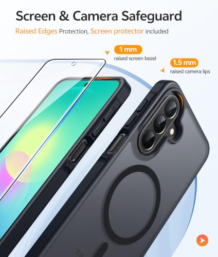 Image of FNTCASE for Galaxy A27 5G Phone Case: for Samsung A27 Cases [Fit for Magsafe] [Screen Protector] Military Grade Drop Protection, Translucent Matte Back, Slim Shockproof Protective Cover - Black