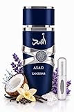 Perfume Asad Zanzibar | Para Hombres | De Eau de Parfum | 100ml | Fragancia Tropical y Fresca | De Larga Duración | Con Atomizador de 5Ml de Regalo | Perfume Hombre | Esencia Profunda y Elegante