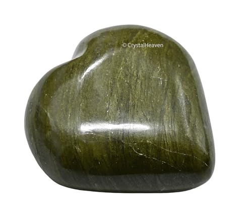 Image of Crystal Heaven Vesuvianite Heart Palm Pebbles Stones For Anxiety Stress Relief Massage - Aaa Grade Original Healing Gemstone Agate Heart Palm Stone For Yoga Meditation Spiritual