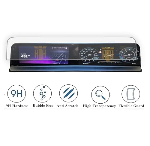 Image of Screen Guard For Kia Seltos Facelift [2023-2024] HTX Plus, GTX Plus, GTX+, HTX + Accessories Dual Screen infotainment system with AC Protection Guard Clear [Not Tempered Glass] 10.25 inch