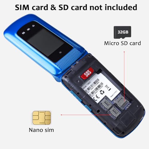 uleway 4G Big Button Mobile Phone for Elderly Sim Free Unlocked Simple Senior Flip Phone Easy to Use Basic Phones with 2.4" +1.8" IPS Screen, SOS Button, Charging Dock 1000mAh Battery (Blue) - Image 6