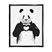 Stupell Industries Black and White Panda Bear Making a Heart Ink Illustration, Floater Frame, Design by Balazs Solti